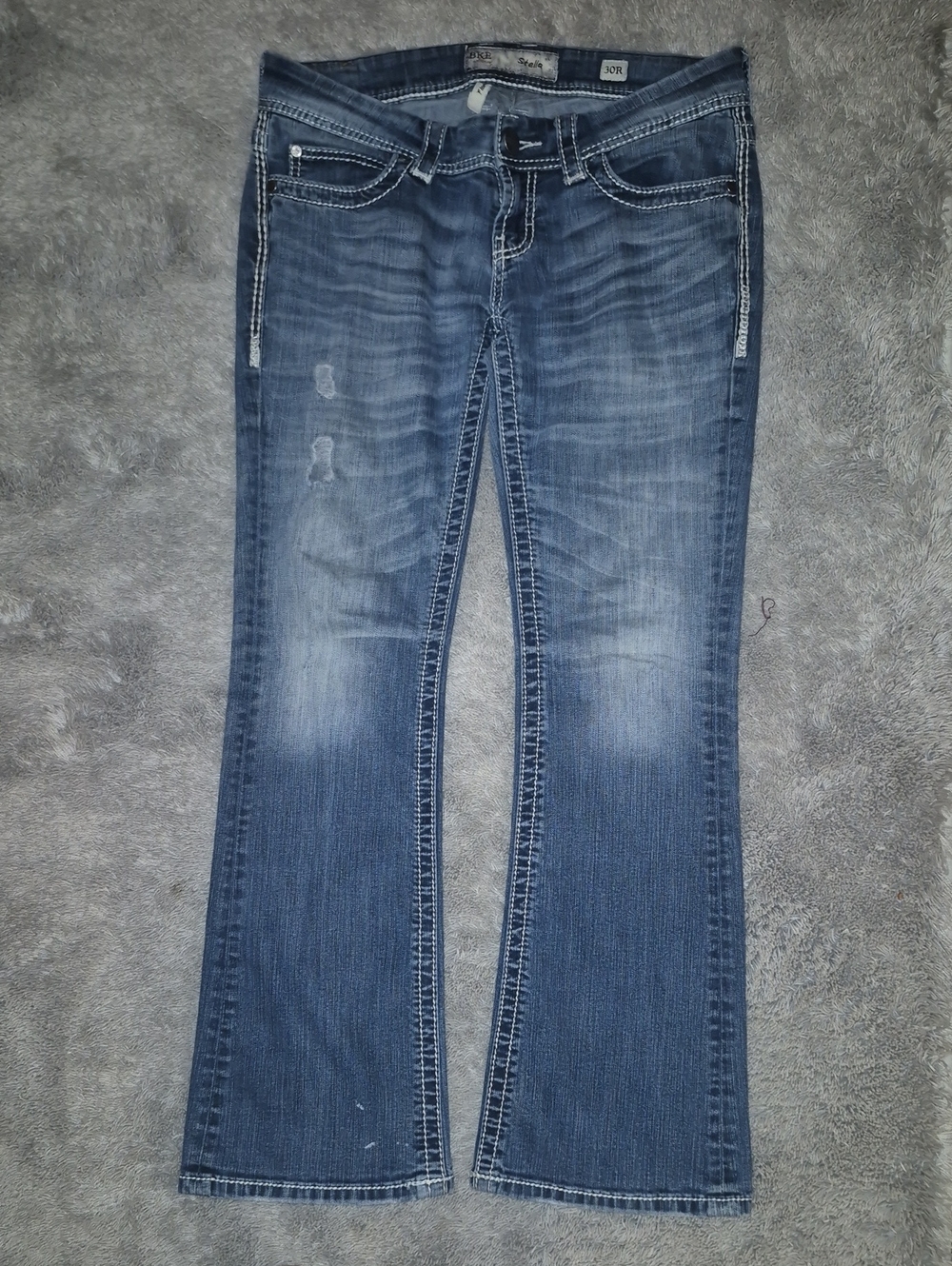 BKE Women's Faded Blue Wide Leg Jeans